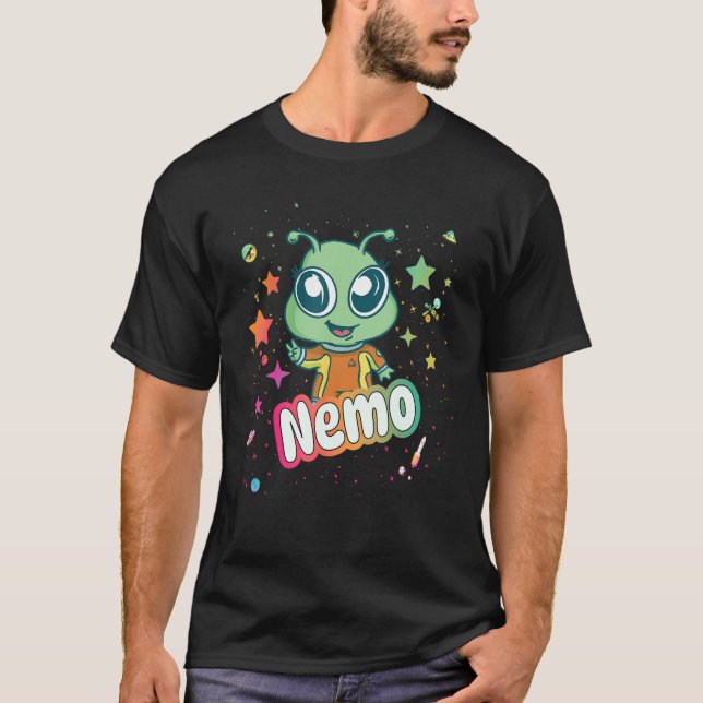 NEMO - Cute Boy Name with cute Alien T-Shirt (Front)