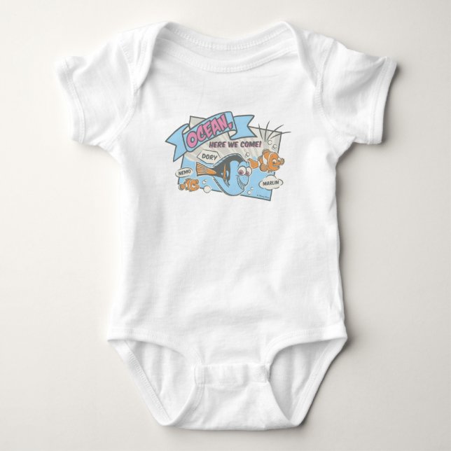 Nemo, Dory & Marlin | Ocean Here we Come Baby Bodysuit (Front)