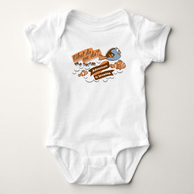Nemo, Marlin & Dory | Adventure is Brewing Baby Bodysuit (Front)