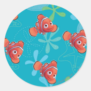 Nemo Teal Pattern Classic Round Sticker