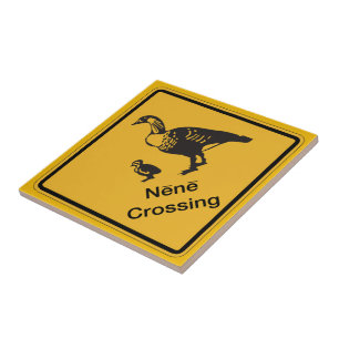 Nene Crossing, Traffic Warning Sign, Hawaii, USA Tile