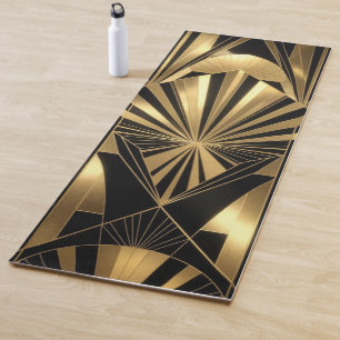 Neo Art Deco Black Gold Geometric Gatsby Yoga Mat