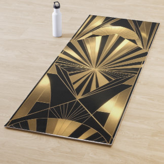 Neo Art Deco Black Gold Geometric Gatsby Yoga Mat