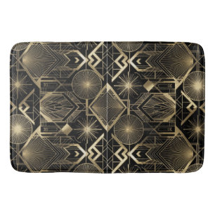 Neo Art Deco Black Gold Geometric Vintage Gatsby Bath Mat