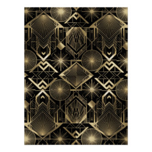 Neo Art Deco Black Gold Geometric Vintage Gatsby Poster