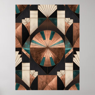 Néo-Art déco Géométrique Turquoise Cuivre Or Solei