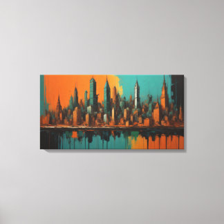 Neo Cityscape at night Canvas Print