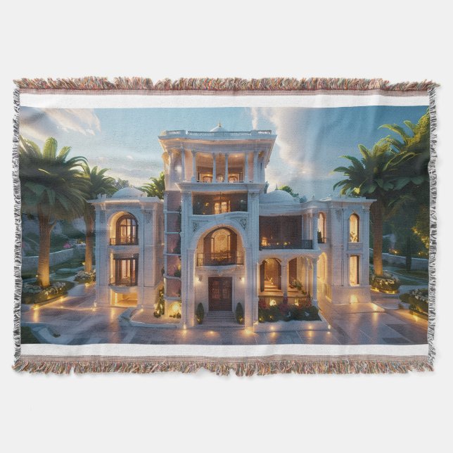 Neo-Classical Dream Palace | AI-Reimagined Throw Blanket (Front)