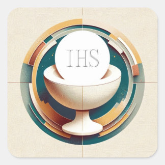 Neo-Conceptualist Communion Host and Chalice Square Sticker