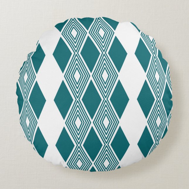 Neo-Deco Diamond Grid Round Accent Pillow (Front)