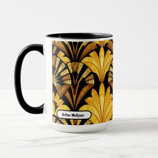 Neo Deco Gold Geometric Abstract Pattern Mug (Left)
