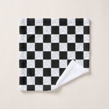 Neo Deco Noir et Damier Marbre Faux Blanc