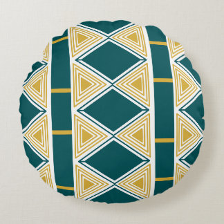 Neo-Deco Triangle Grid Round Pillow