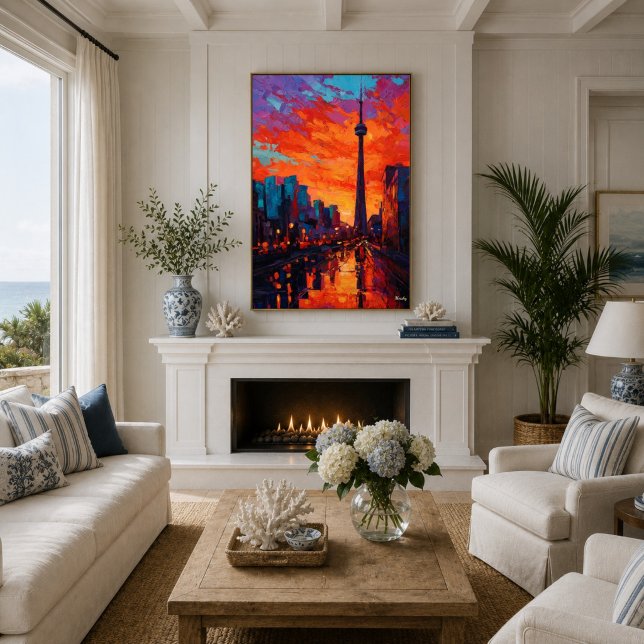 Neo Expressionist Toronto Skyline Vibrant Sunset Poster (Creator Uploaded)
