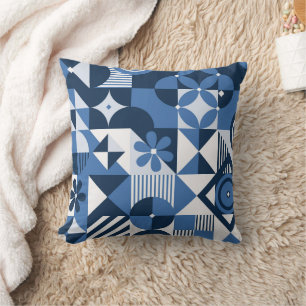Neo geo design with elegant blue colours design throw pillow