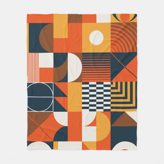 Neo geo: vintage abstract composition fleece blanket (Front)