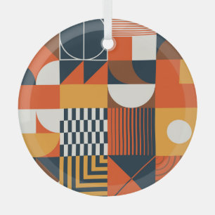 Neo geo: vintage abstract composition glass ornament