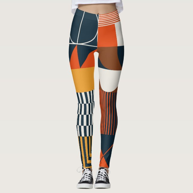 Neo geo: vintage abstract composition leggings (Front)