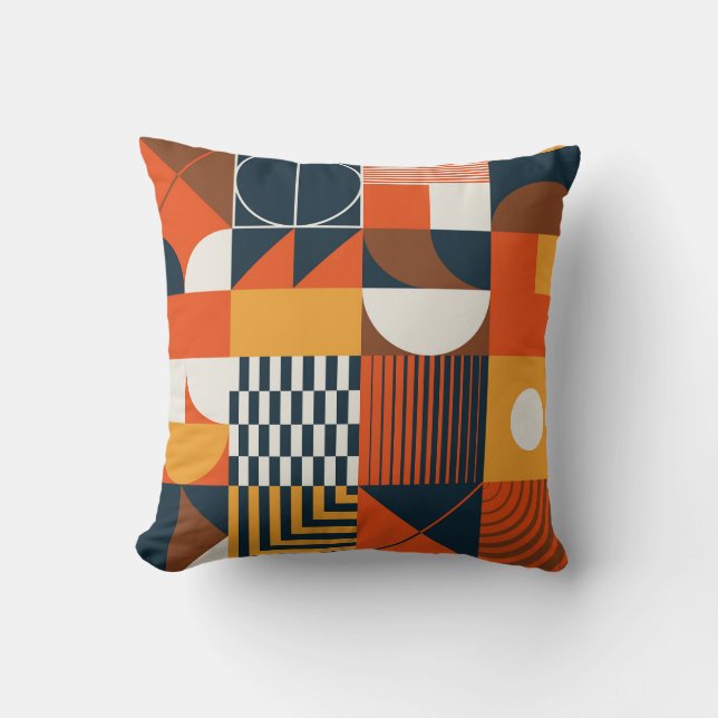 Neo geo: vintage abstract composition throw pillow (Front)