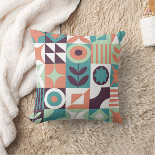 Neo geometric bauhaus style memphis throw pillow