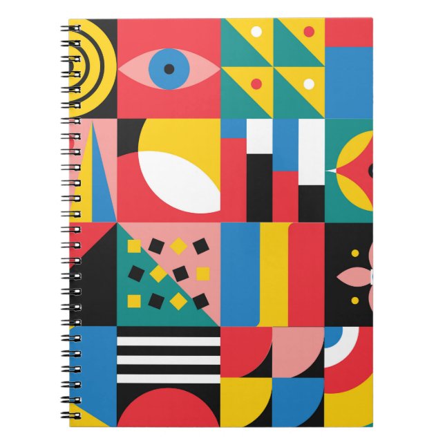 Neo Geometric Colourful Shapes Illustration Notebook (Front)