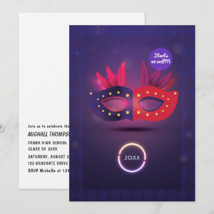 Neo Masquerade Masque Graduation Party Invitation