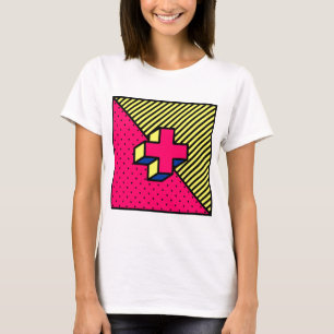 Neo Memphis Cross /Plus Sign Motif T-Shirt