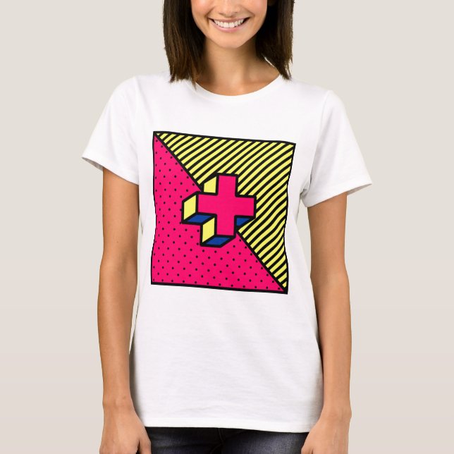 Neo Memphis Cross /Plus Sign Motif T-Shirt (Front)