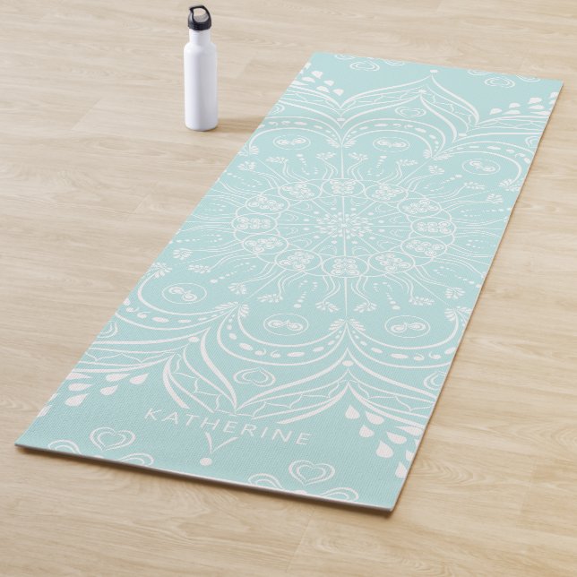 Neo Mint Beautiful Mandala Personalized Boho Yoga Mat (In Situ)