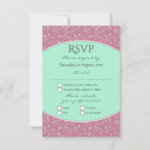 NEO MINT DUSKY PINK  Elegant Modern Floral RSVP Card
