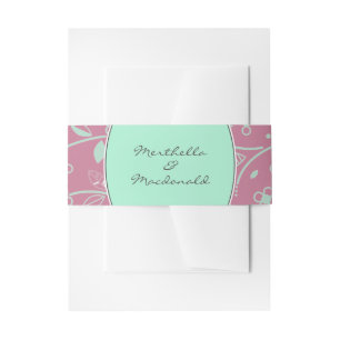 NEO MINT DUSKY PINK Modern Floral Invitation Belly Band