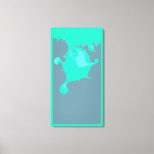 Neo Mint Fractal Wet Paint Drip Minimal Abstract Canvas Print