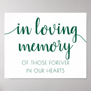 Neo Mint Green Script Trendy Loving Memory Sign