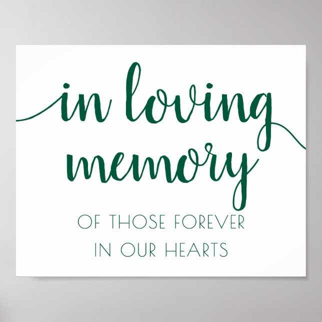 Neo Mint Green Script | Trendy Loving Memory Sign (Front)