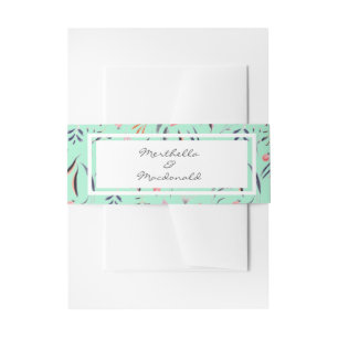 NEO MINT Personalized Floral WEDDING Invitation Belly Band