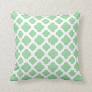 Neo Mint Quatrefoil Pattern Throw Pillow