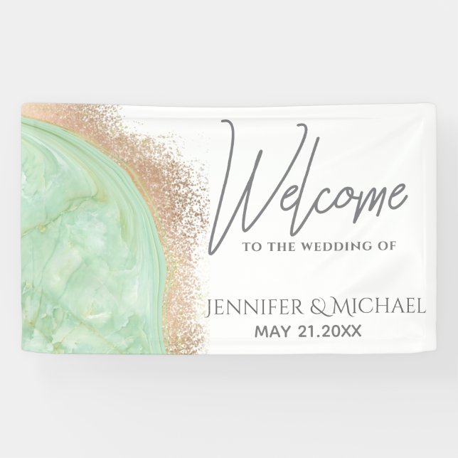 Neo mint rose gold marble agate calligraphy banner (Horizontal)