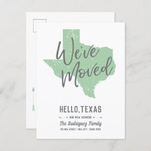 Neo Mint We've Moved - Texas Announcement Postcard