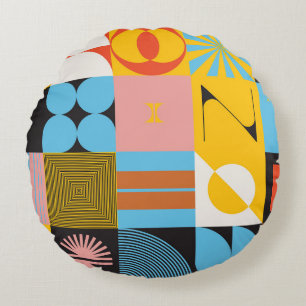 Neo Modernism artwork pattern made with abstract g Round Pillow