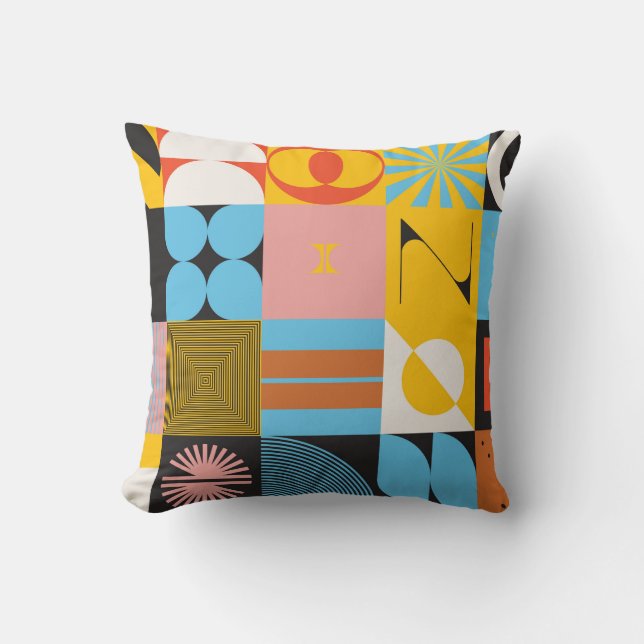Neo Modernism artwork pattern made with abstract g Throw Pillow (Front)