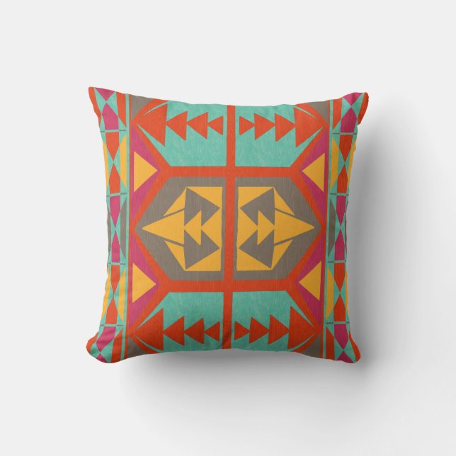 Neo Native Tribal Throw Pillow (Front)