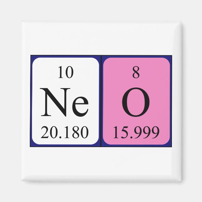 Neo periodic table name magnet (Front)