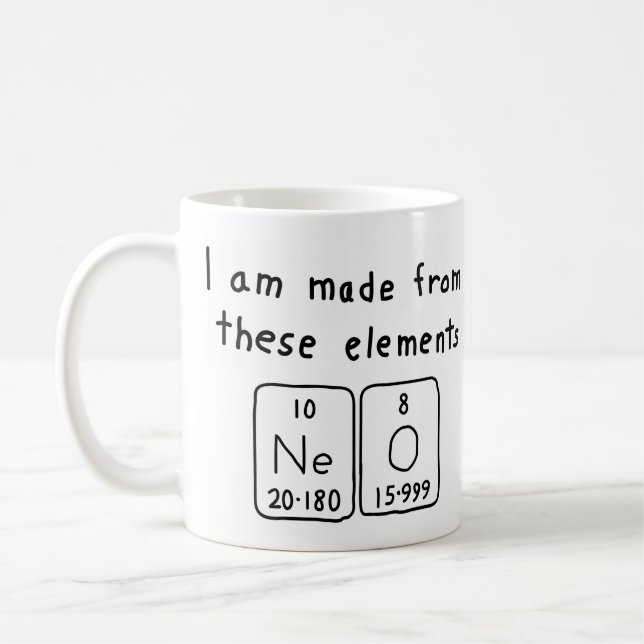 Neo periodic table name mug (Left)