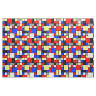 Neo Plasticism Blue Red Yellow White Grey Blocks Fabric