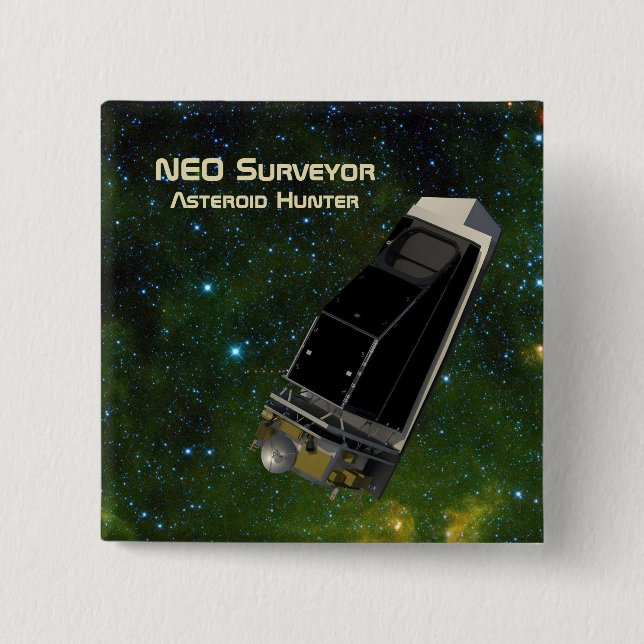 NEO Surveyor Asteroid Hunter 2 Inch Square Button (Front)