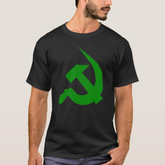 Neo-Thick Dark Green Hammer & Sickle on Black T-Shirt