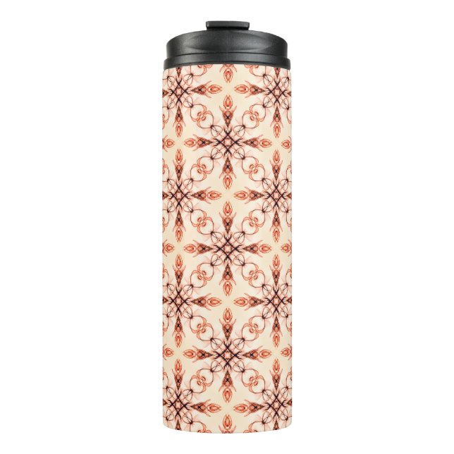 Neo Victorian Brown Fractal Pattern Thermal Tumbler (Front)