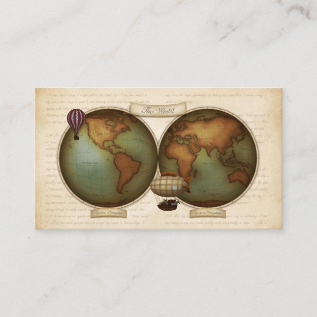 Neo-Victorian Map Personalized Calling Card (Front)