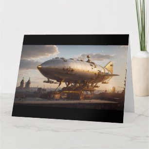 Neo-Victorian Steampunk Airship Docked Card