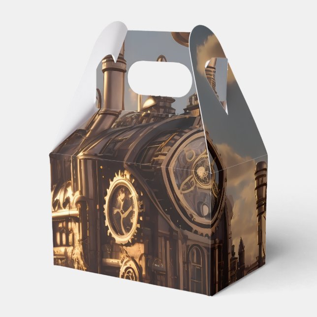 Neo-Victorian Steampunk Power Plant v2 |  Favor Box (Front Side)